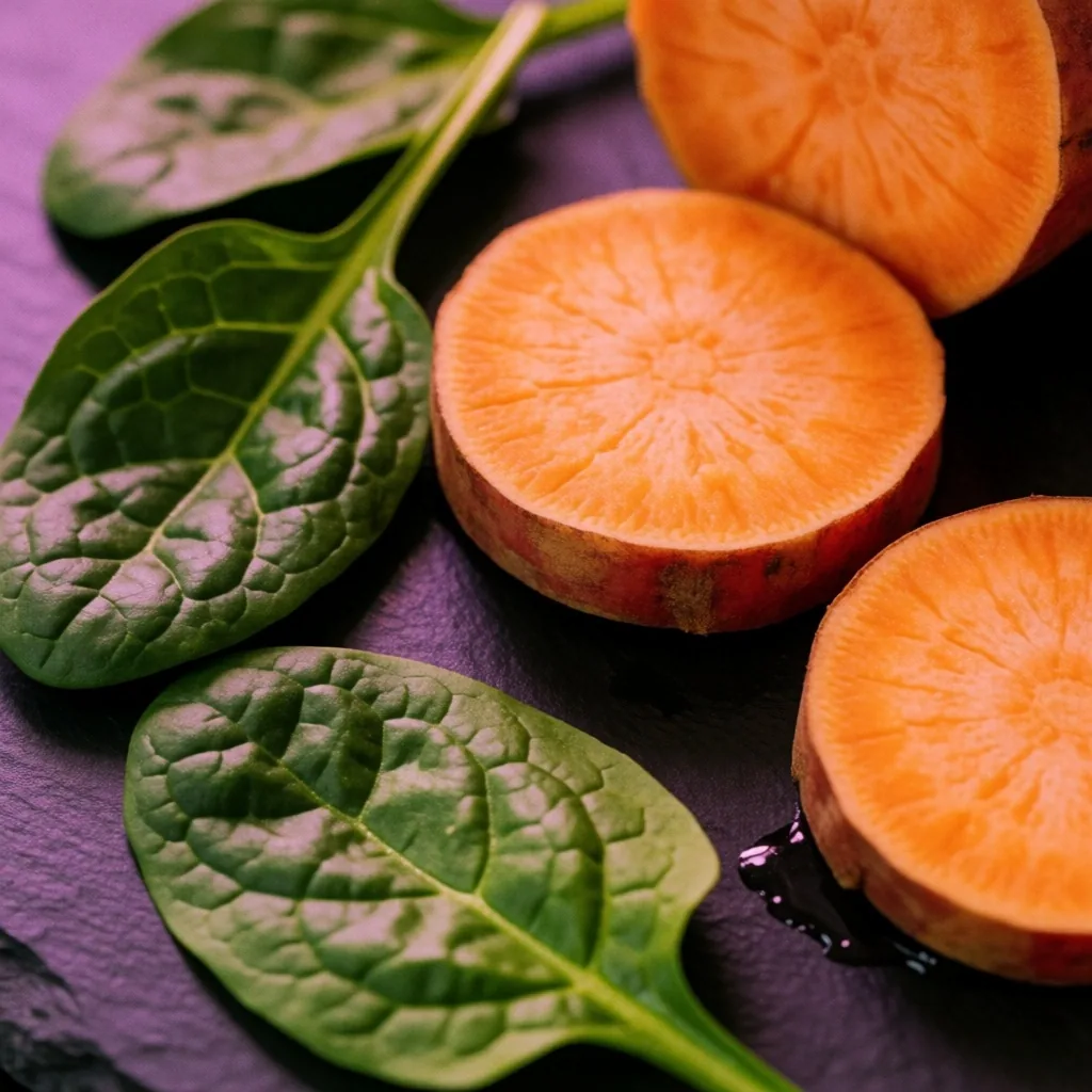 Sweet potato and spinach — natural sources of Vitamin A and carotenoids
