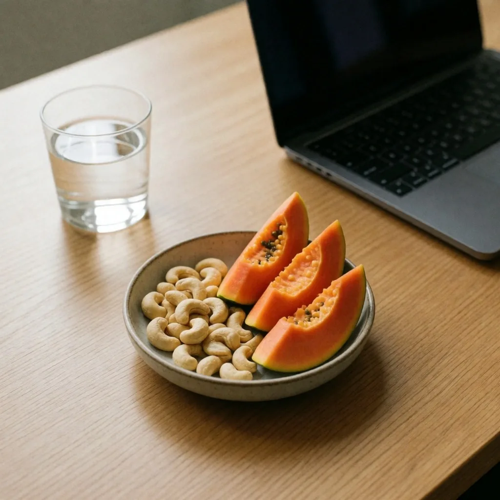 Healthy snacks on an office desk