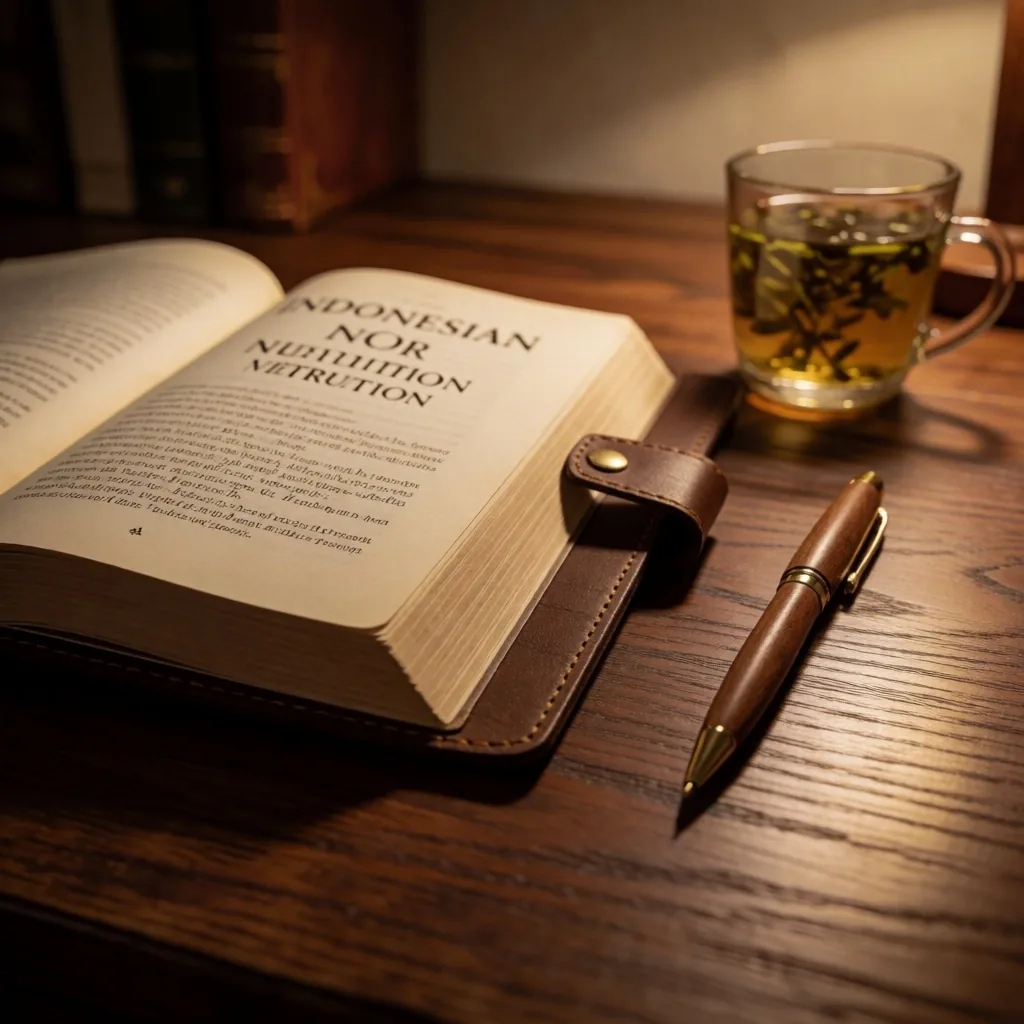 Private archival library reading room with a single lamp at dusk